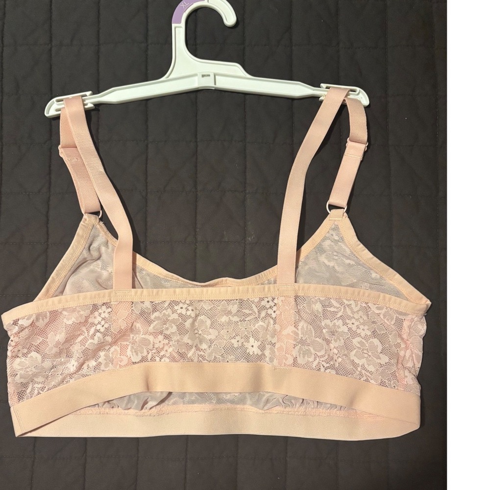 Auden Women's Lace Bralette Pink XL Light Support Wireless Comfort - Picture 4 of 5